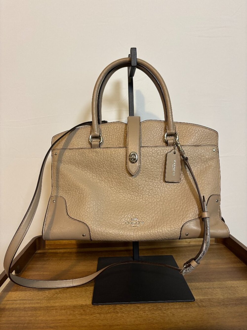 Coach Taupe Gray Mercer 30 Leather Satchel